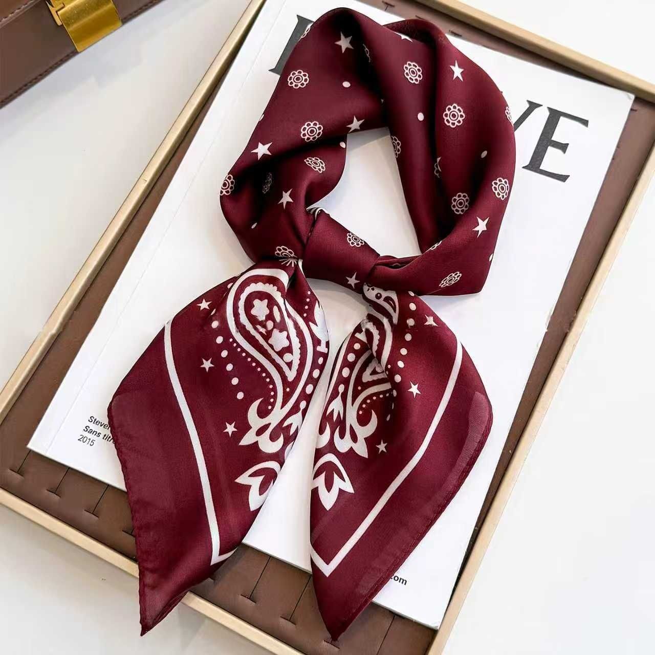 Coffee Women's 70cm Square Scarf - Bohemian Paisley & Vintage Print Collection - Lightweight Satin Feel, Versatile Neck Tie, Head Wrap, Bag Accent, Everyday Elegance, Gift Ready - Image 4