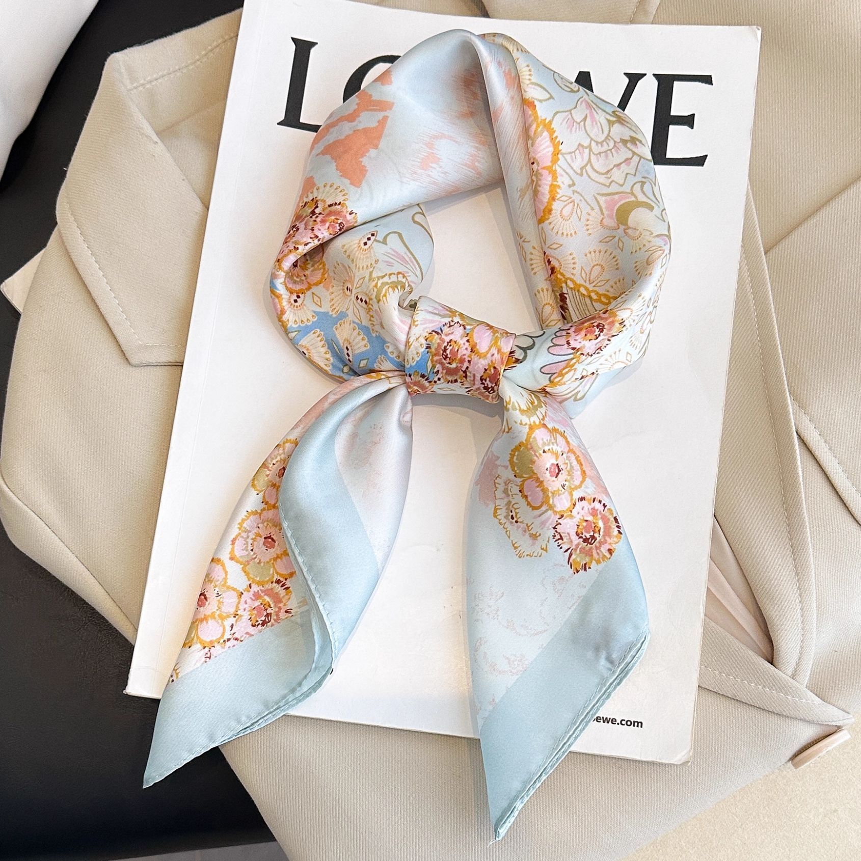 Bohemian White Women's 70cm Square Scarf - Bohemian Paisley & Vintage Print Collection - Lightweight Satin Feel, Versatile Neck Tie, Head Wrap, Bag Accent, Everyday Elegance, Gift Ready - Image 2