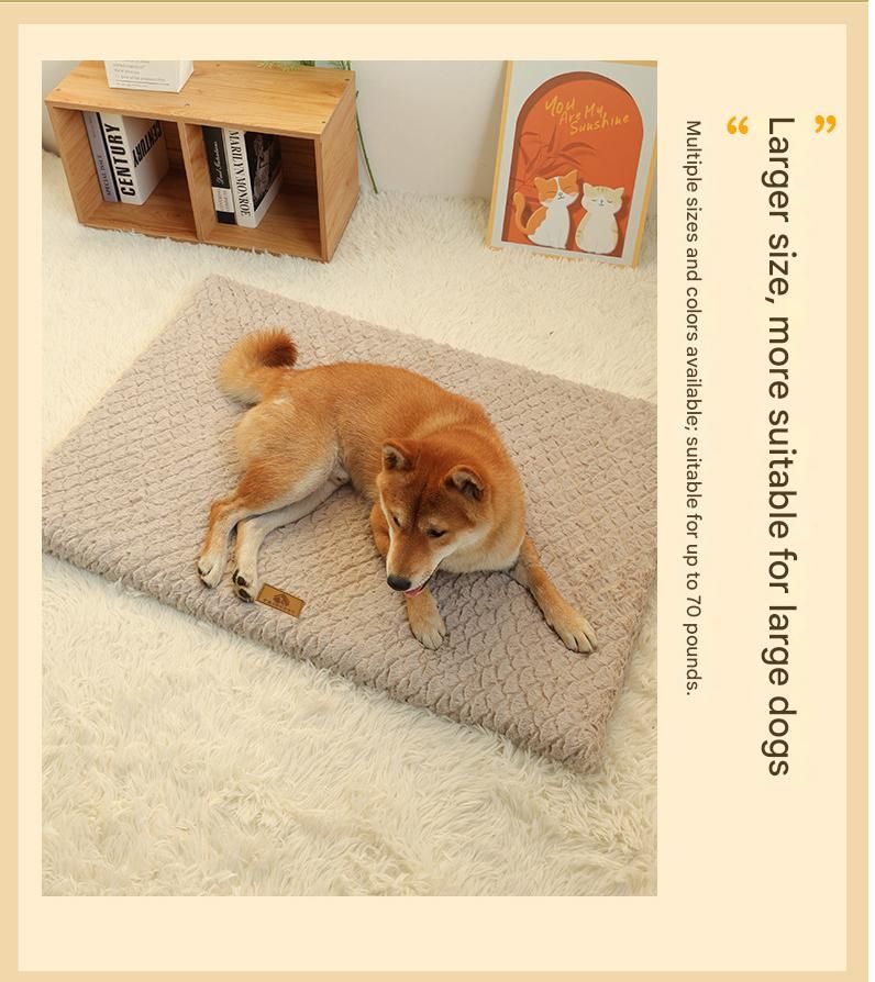 Coffee S size Pet Dog Bed Mat - Plush Short Fur Cover with Wave Foam Padding - Washable Removable Cover, Non-Slip Base, Warm Winter Cushion for Dogs and Cats, Multiple Sizes - Image 4