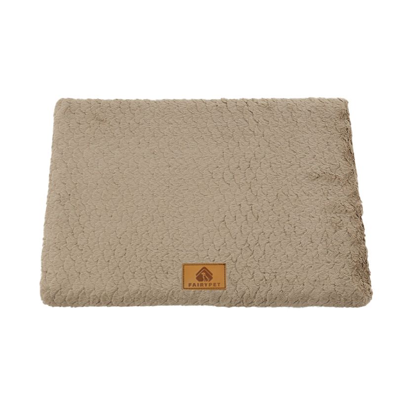 Coffee M size Pet Dog Bed Mat - Plush Short Fur Cover with Wave Foam Padding - Washable Removable Cover, Non-Slip Base, Warm Winter Cushion for Dogs and Cats, Multiple Sizes - Image 1