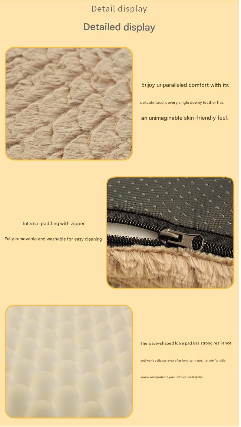 Silver-gray XXL size Pet Dog Bed Mat - Plush Short Fur Cover with Wave Foam Padding - Washable Removable Cover, Non-Slip Base, Warm Winter Cushion for Dogs and Cats, Multiple Sizes - Image 6
