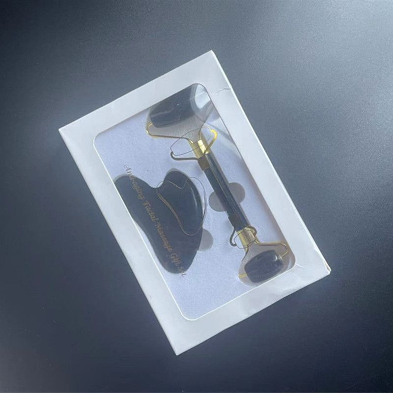 2-piece Black Natural   Gua Sha Facial Tool - Hand-Polished Stone Massage Board for Face and Neck, Cooling Skincare Ritual, Easy Daily Use, Gift Ready - Image 1