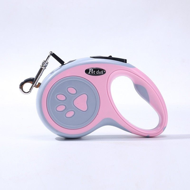 Pink Automatic Retractable Dog Leash - 3M Extendable Lead with One-Handed Brake Lock - ABS Casing, Ergonomic Grip, Tangle-Free Nylon Tape, Outdoor Walking Essential - Image 1