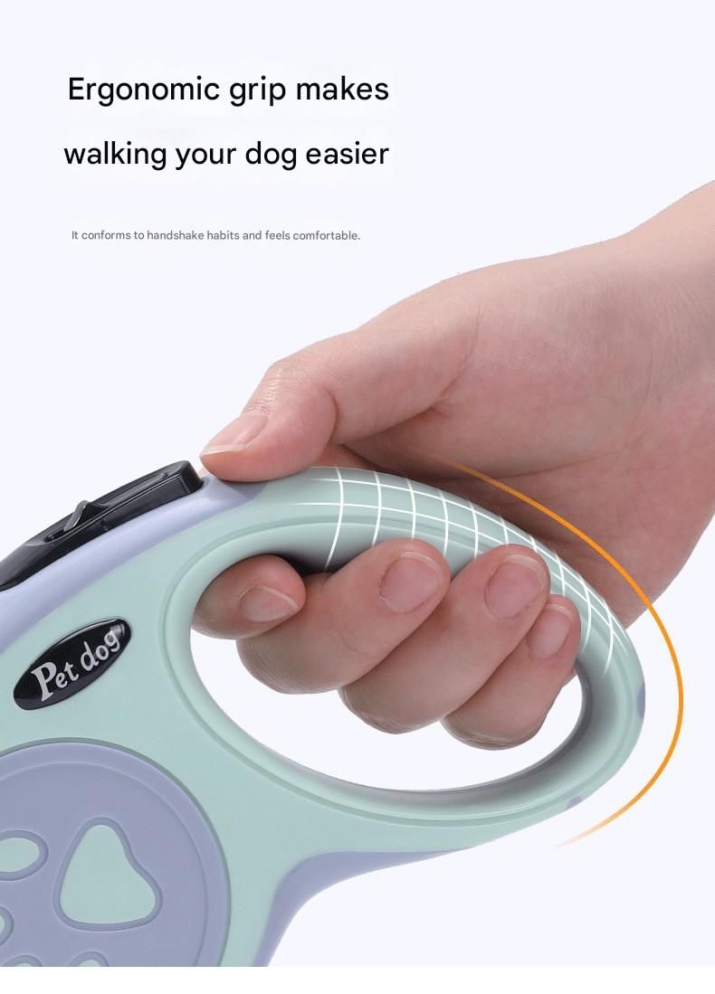 Pink Automatic Retractable Dog Leash -  5M Extendable Lead with One-Handed Brake Lock - ABS Casing, Ergonomic Grip, Tangle-Free Nylon Tape, Outdoor Walking Essential - Image 6