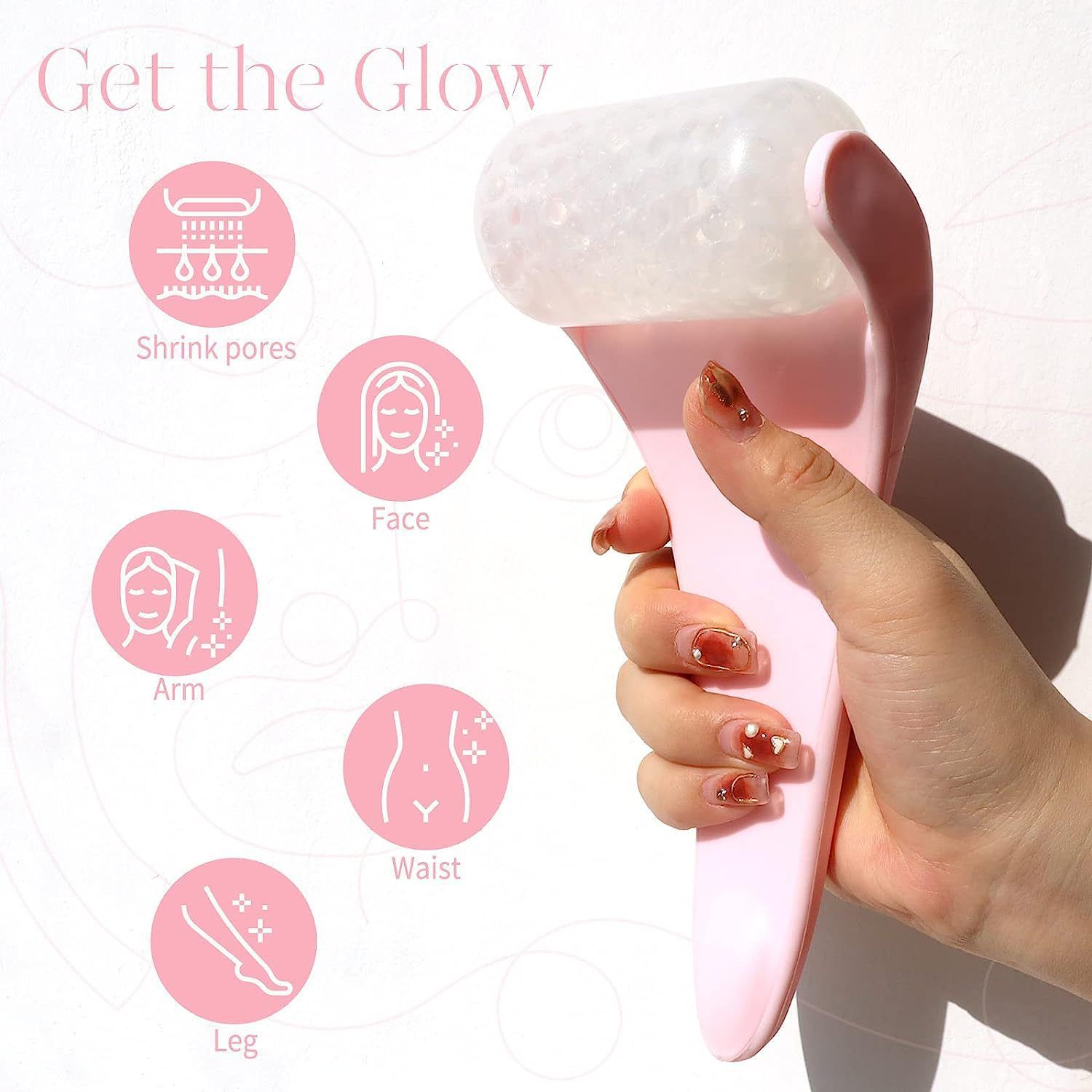 2-piece Pink Face Ice Roller with Gel Cooling Head and Gua Sha Board- Reusable PP and Gel Cold Massage Tool for De-Puffing, Soothing, and Refreshing Skin, Easy to Freeze, Comfortable Grip, Daily Skincare Essential - Image 8