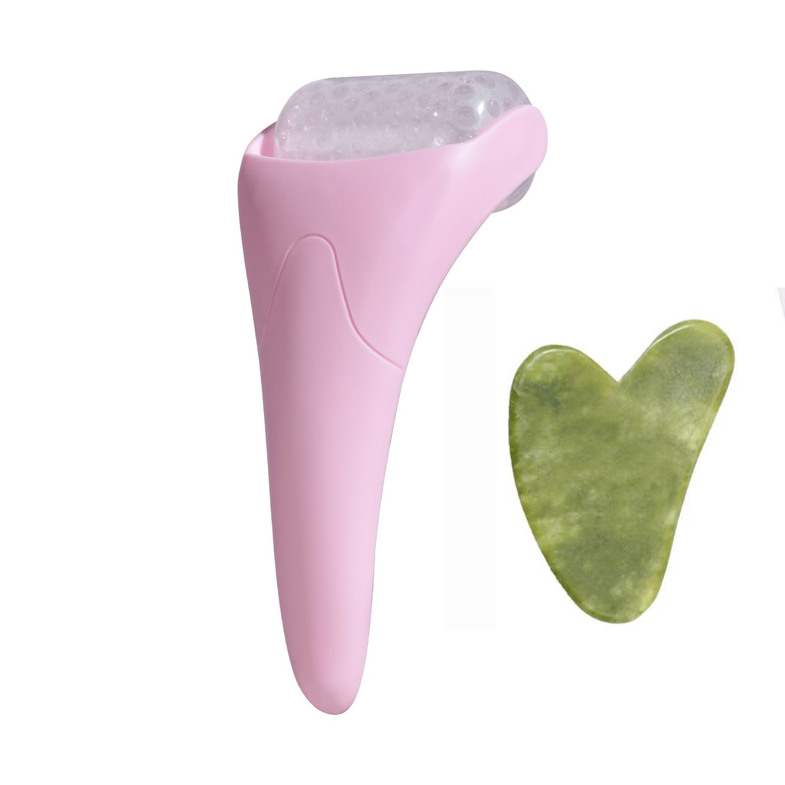 2-piece Light Pink Face Ice Roller with Gel Cooling Head and Gua Sha Board- Reusable PP and Gel Cold Massage Tool for De-Puffing, Soothing, and Refreshing Skin, Easy to Freeze, Comfortable Grip, Daily Skincare Essential - Image 1