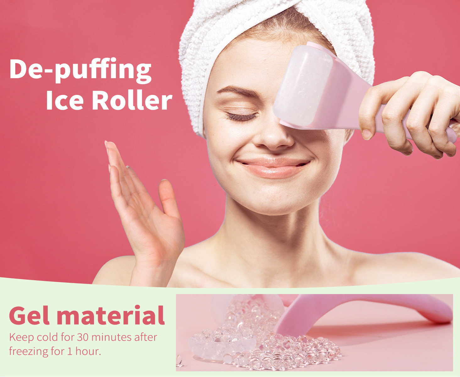 2-piece Green Face Ice Roller with Gel Cooling Head and Gua Sha Board- Reusable PP and Gel Cold Massage Tool for De-Puffing, Soothing, and Refreshing Skin, Easy to Freeze, Comfortable Grip, Daily Skincare Essential - Image 5