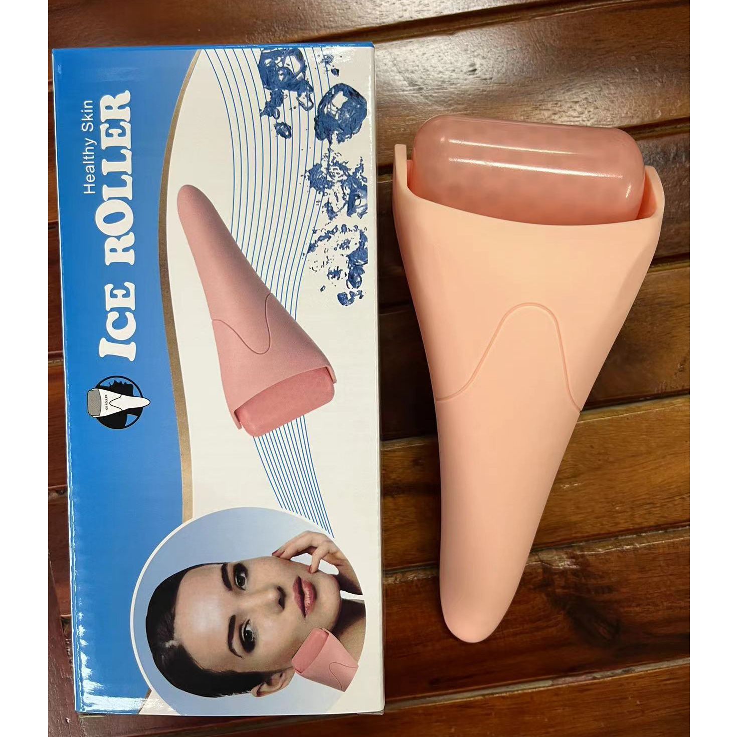 Pink Face Ice Roller with Gel Cooling Head- Reusable PP and Gel Cold Massage Tool for De-Puffing, Soothing, and Refreshing Skin, Easy to Freeze, Comfortable Grip, Daily Skincare Essential - Image 1