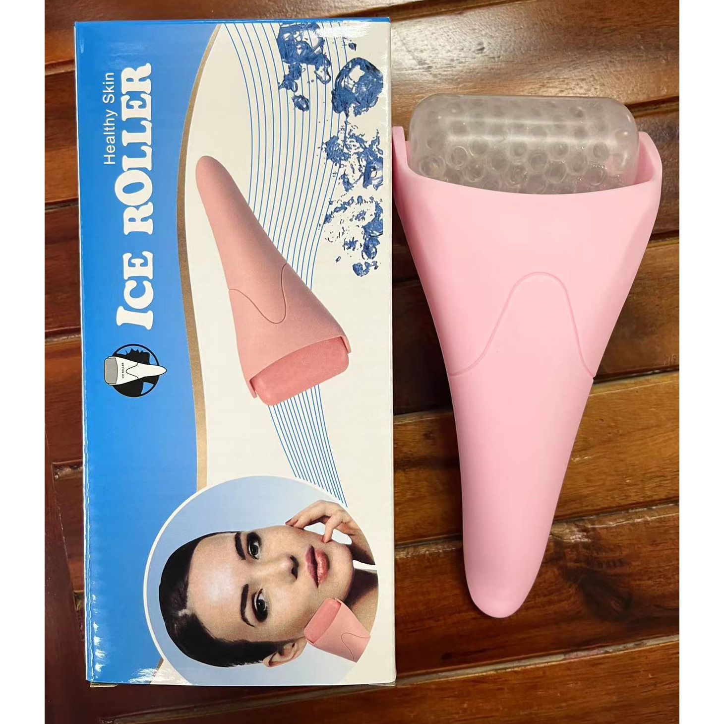 Light Pink Face Ice Roller with Gel Cooling Head- Reusable PP and Gel Cold Massage Tool for De-Puffing, Soothing, and Refreshing Skin, Easy to Freeze, Comfortable Grip, Daily Skincare Essential - Image 1