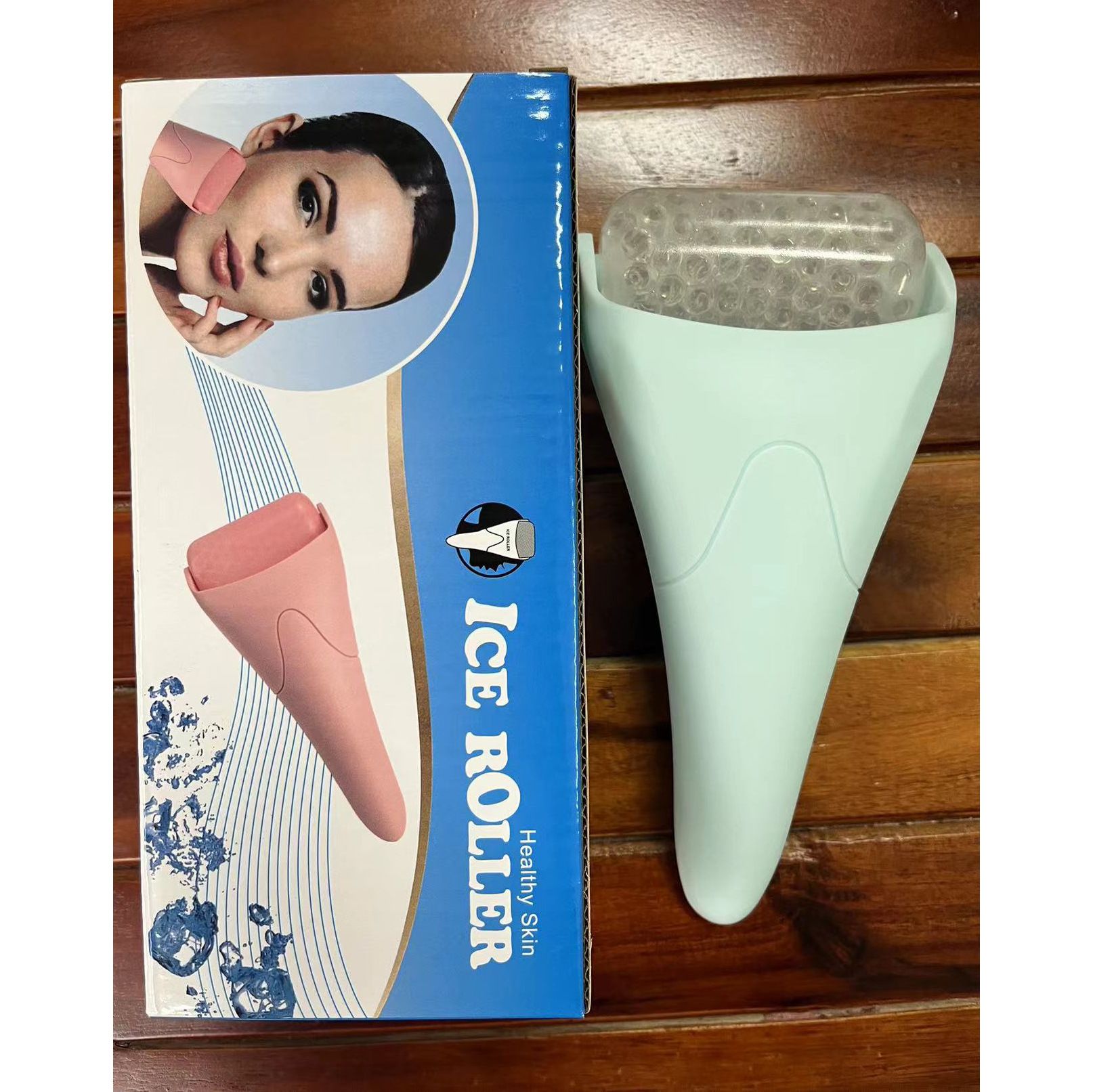 Light Blue Face Ice Roller with Gel Cooling Head- Reusable PP and Gel Cold Massage Tool for De-Puffing, Soothing, and Refreshing Skin, Easy to Freeze, Comfortable Grip, Daily Skincare Essential - Image 1