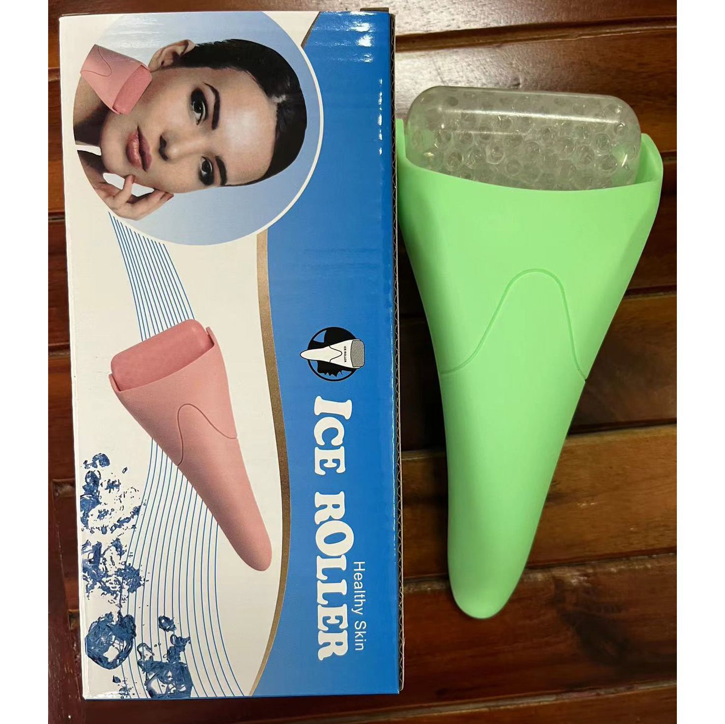 Green Face Ice Roller with Gel Cooling Head- Reusable PP and Gel Cold Massage Tool for De-Puffing, Soothing, and Refreshing Skin, Easy to Freeze, Comfortable Grip, Daily Skincare Essential - Image 1
