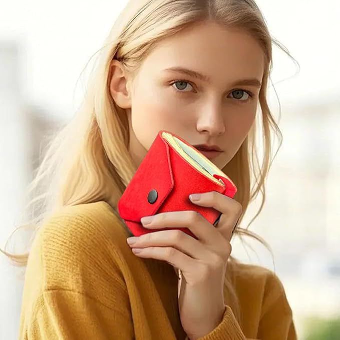 Red Cash Wrap Wallet - Compact Snap Closure Card and Bill Holder, Slim Design for Quick Access, Lightweight Everyday Carry, Unisex Travel Friendly Accessory - Image 3