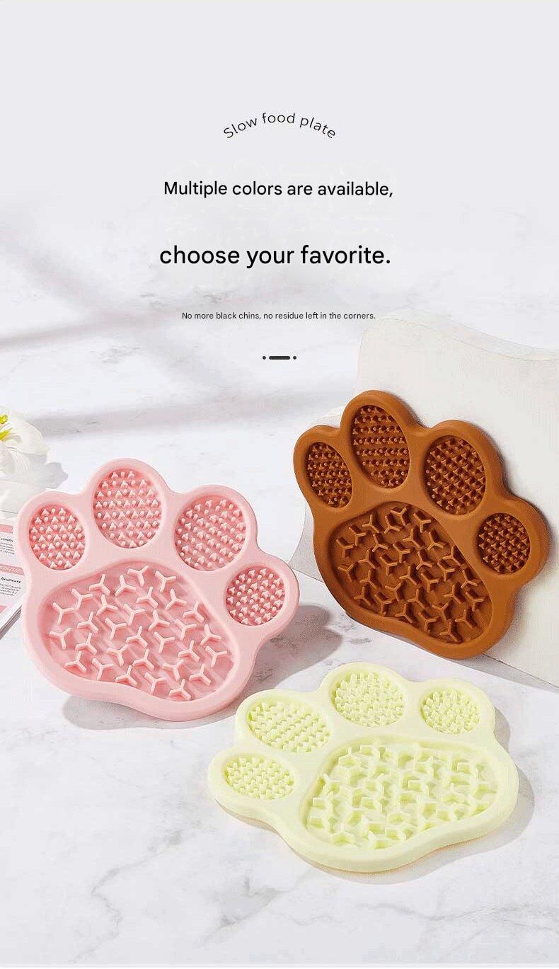 Light Yellow Silicone Slow Feeder Lick Mat for Dogs and Cats - Paw Shaped Non Slip Pet Bowl with Suction Cups - BPA Free, Dishwasher Safe, Freezer Safe, Anxiety Relief, Easy Clean, 20x17cm - Pink, Brown, Yellow - Image 8