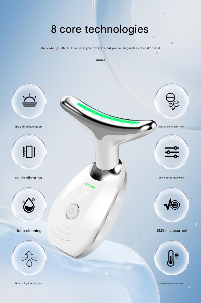 Black Neck and Face Massager - 3 Colour Light Therapy, EMS Microcurrent, Vibration & Heat - Rechargeable Anti-Ageing Device for Wrinkles, Neck Lines, Jawline & Skin Tightening - Portable Home Beauty Tool - Image 6