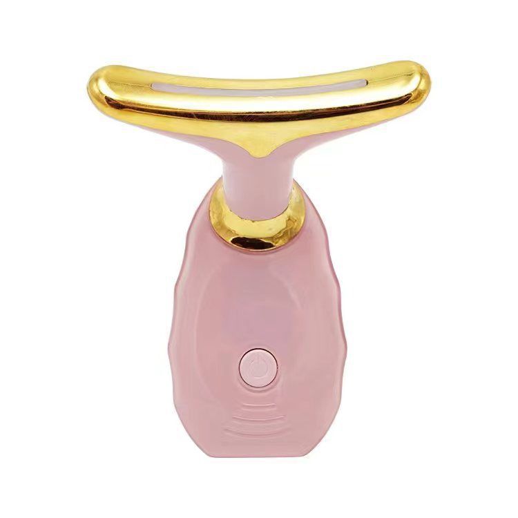 Pink Neck and Face Massager - 3 Colour Light Therapy, EMS Microcurrent, Vibration & Heat - Rechargeable Anti-Ageing Device for Wrinkles, Neck Lines, Jawline & Skin Tightening - Portable Home Beauty Tool - Image 1