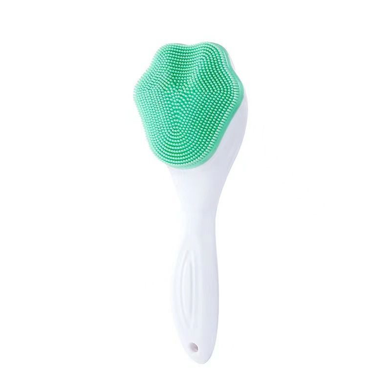 Green Silicone Cat Paw Face Brush - Long Handle Manual Facial Cleanser for Deep Pore Cleaning, Exfoliating & Massaging - Soft Bristles for Blackhead Removal, Gentle on Skin, Travel Friendly - Image 1