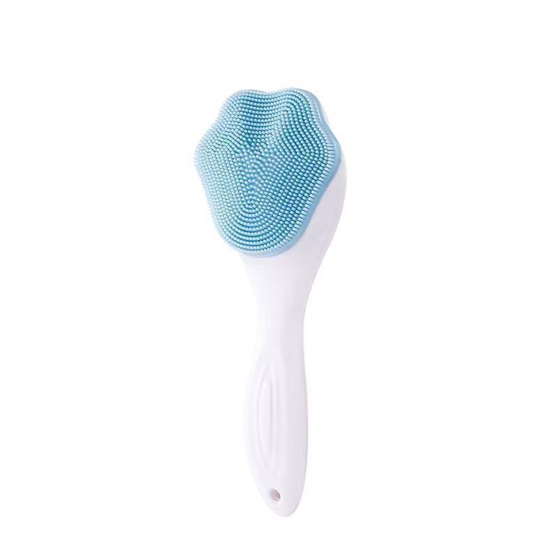 Blue Silicone Cat Paw Face Brush - Long Handle Manual Facial Cleanser for Deep Pore Cleaning, Exfoliating & Massaging - Soft Bristles for Blackhead Removal, Gentle on Skin, Travel Friendly - Image 1