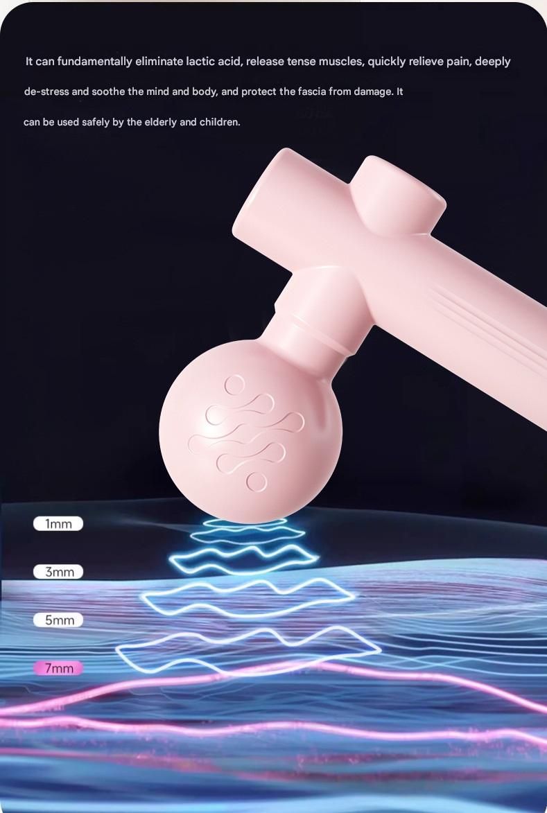 Pink Mini Massage Gun - Pocket-Sized Deep Tissue Percussion Massager with 4 Speeds, 7mm Amplitude, 12KG Force, USB-C Rechargeable - Ultra Quiet, 68.7g Lightweight for Muscle Recovery, Travel, Office - Image 6
