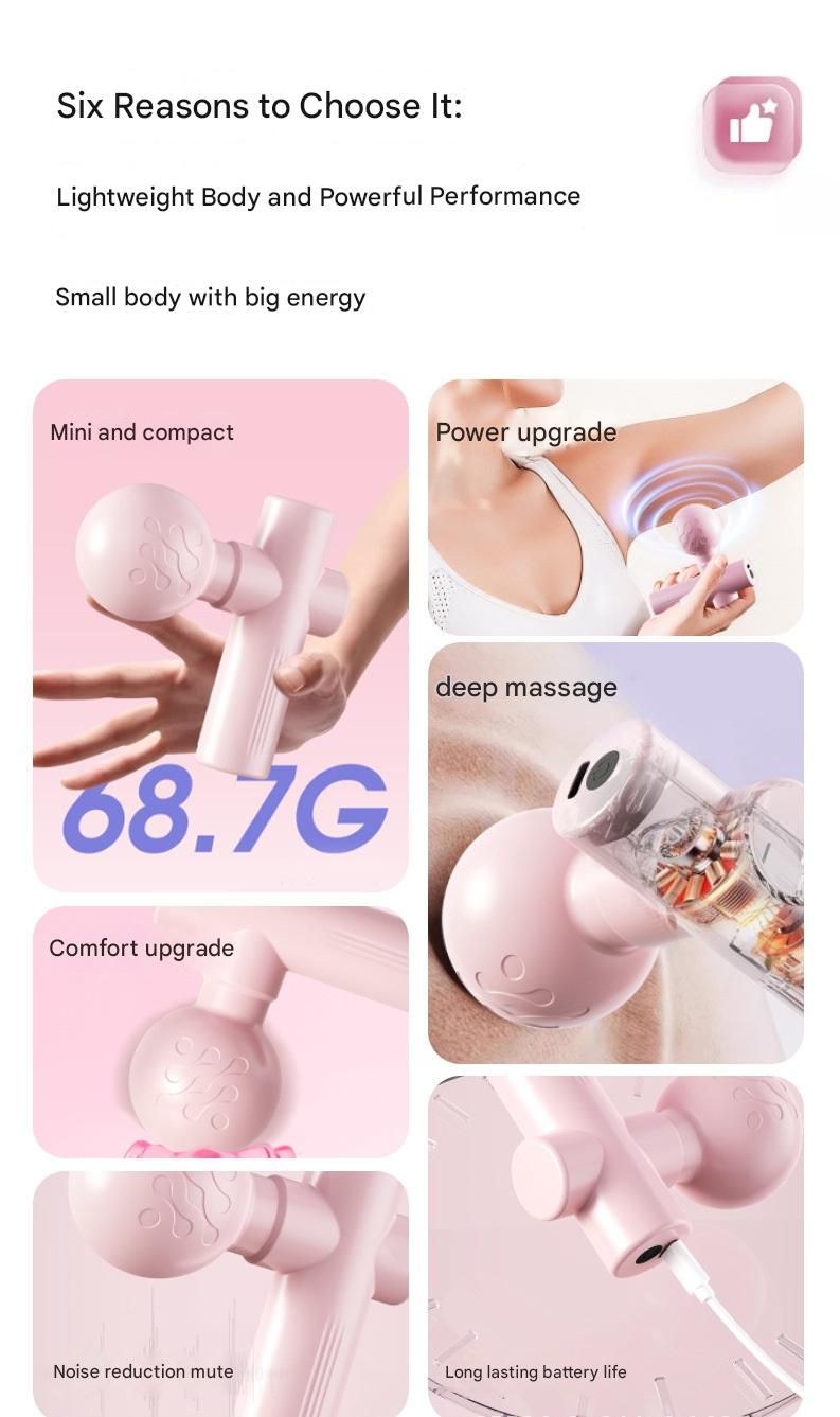 Green Mini Massage Gun - Pocket-Sized Deep Tissue Percussion Massager with 4 Speeds, 7mm Amplitude, 12KG Force, USB-C Rechargeable - Ultra Quiet, 68.7g Lightweight for Muscle Recovery, Travel, Office - Image 3