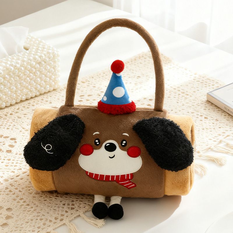 Brown Puppy 100*170cm Cartoon Hand-Carry Roll-Up Blanket - Plush Flannel Nap Blanket with Pillow Function, Portable Office & Travel Throw for Home, Car, and Sofa Use - Soft, Machine Washable, Multi-Scene Use - Image 1