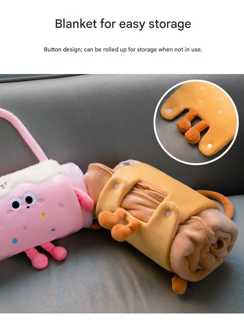 Brown Puppy 100*170cm Cartoon Hand-Carry Roll-Up Blanket - Plush Flannel Nap Blanket with Pillow Function, Portable Office & Travel Throw for Home, Car, and Sofa Use - Soft, Machine Washable, Multi-Scene Use - Image 4