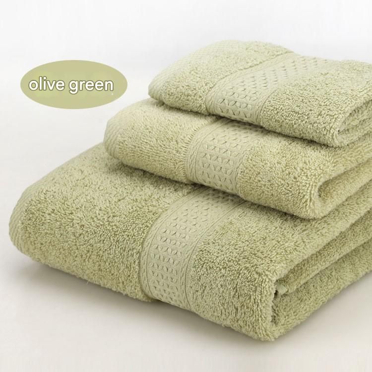 3-Piece Olive Green Towel Set - Soft Absorbent Bath, Hand & Face Towels with Jacquard Weave, Gift Set for Home, Hotel, or Gifting - Durable, Low-Lint, Machine Washable - Image 1