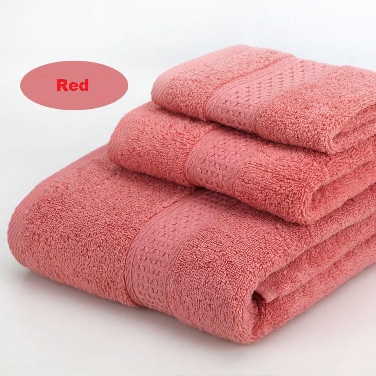 3-Piece Red Towel Set - Soft Absorbent Bath, Hand & Face Towels with Jacquard Weave, Gift Set for Home, Hotel, or Gifting - Durable, Low-Lint, Machine Washable - Image 1