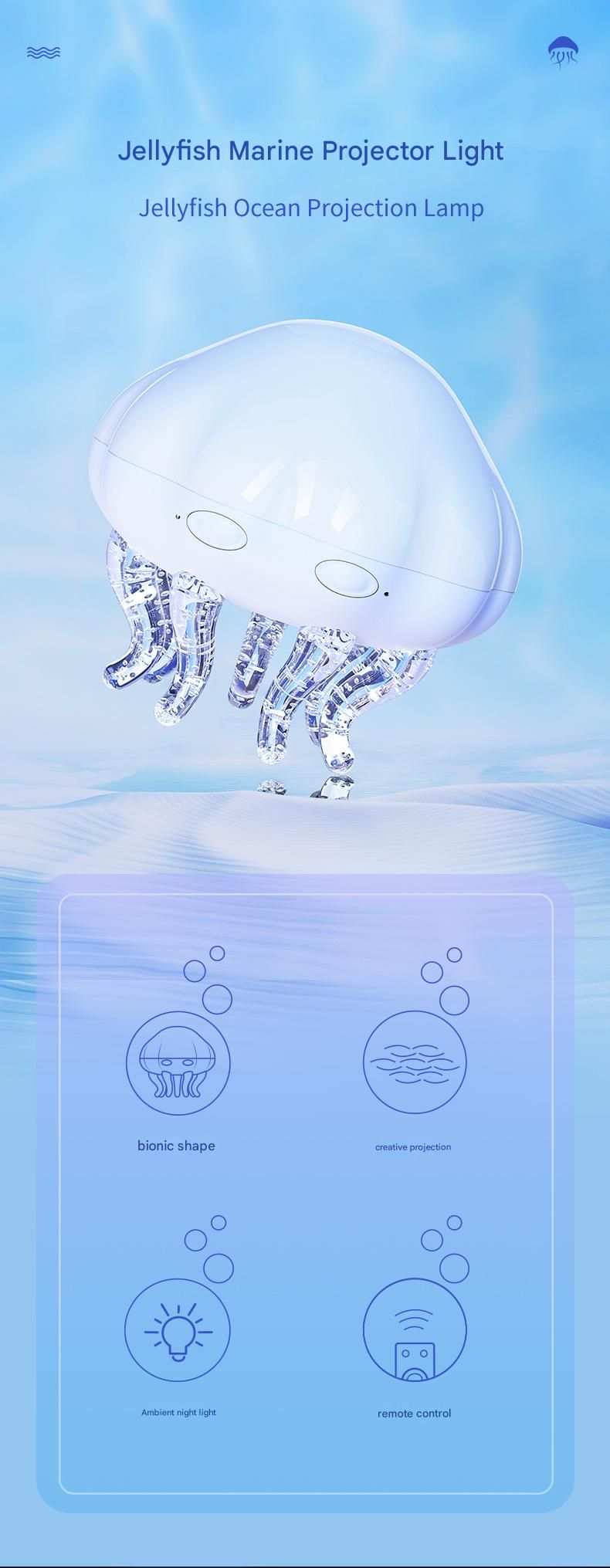 Jellyfish Ocean Wave Projector Night Light - USB Powered , 2 Timer Settings, Dual Mode Projection and Night Light, Romantic Bedroom Decor, Kids Gift - Image 2