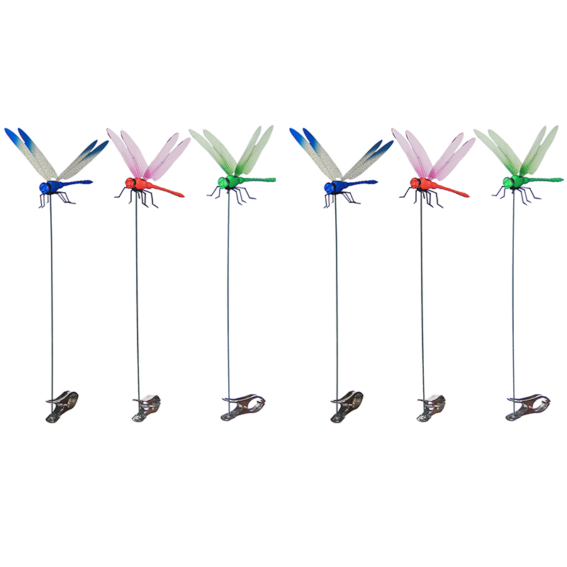 6-piece Blue and Red and Green 3D Dragonfly Clip  - Adjustable Wings, Multi-Colour PVC Garden Decor for Outdoor Camping, Fishing & Home Use - Image 1