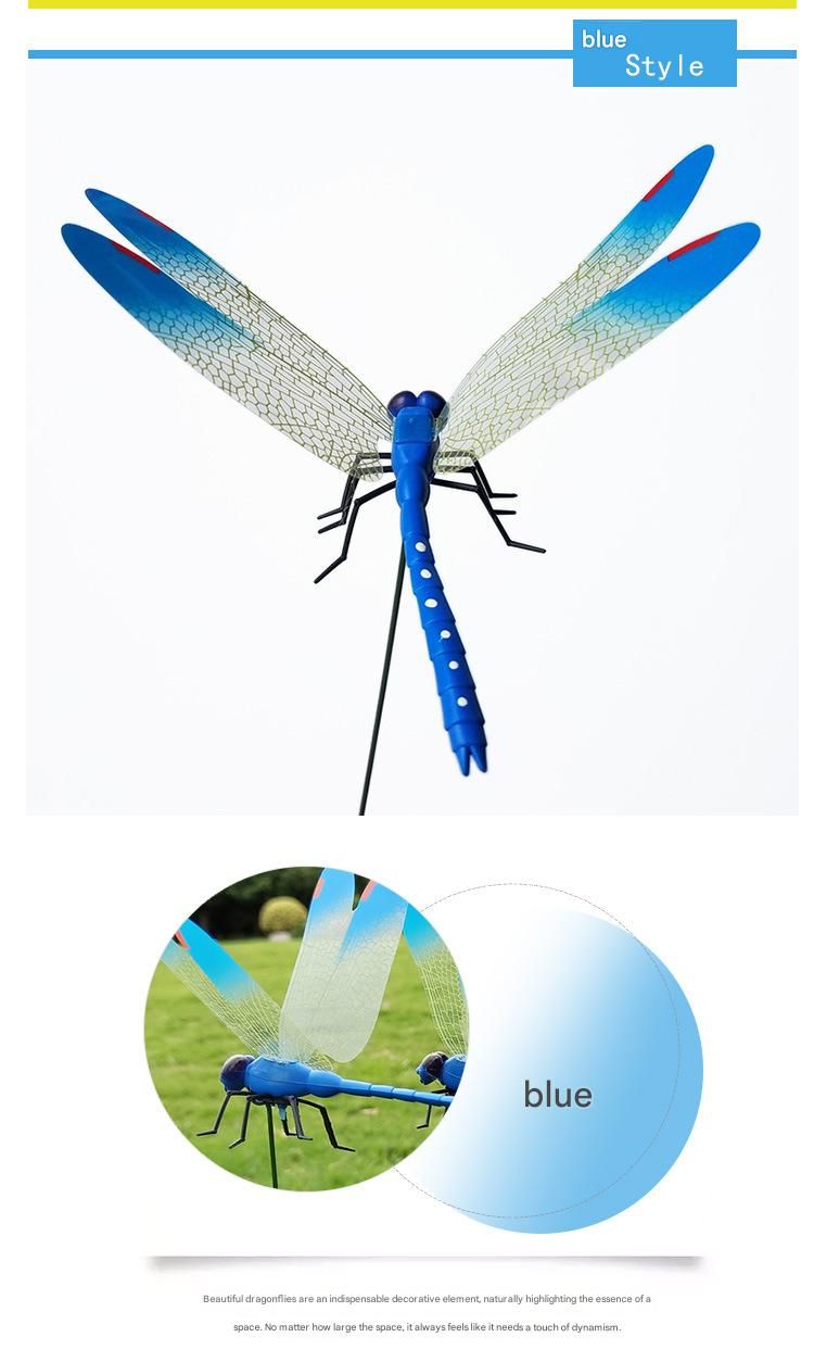 6-piece Blue and Red and Green 3D Dragonfly Clip  - Adjustable Wings, Multi-Colour PVC Garden Decor for Outdoor Camping, Fishing & Home Use - Image 4