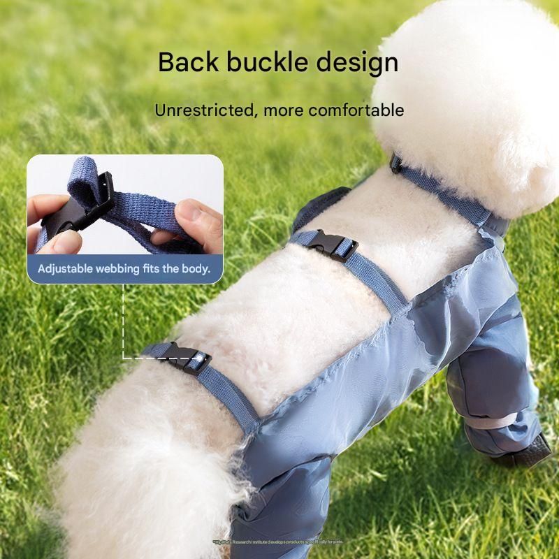 Grey XXL size Pet Waterproof Full-Body Dust-Proof Pants with Belly Coverage - Adjustable Straps, 4-Leg Protection for Small Dogs, Easy Clean Outdoor Wear - Image 6