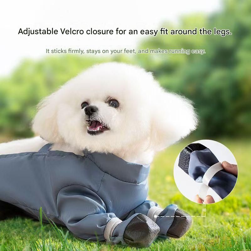 Grey XXL size Pet Waterproof Full-Body Dust-Proof Pants with Belly Coverage - Adjustable Straps, 4-Leg Protection for Small Dogs, Easy Clean Outdoor Wear - Image 7