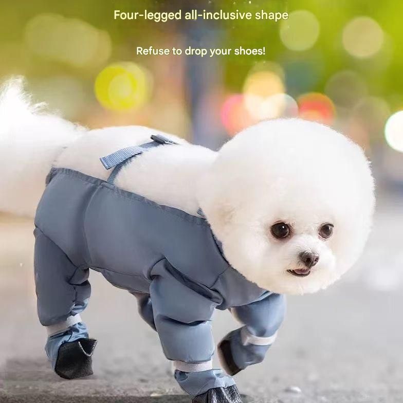 Grey XXL size Pet Waterproof Full-Body Dust-Proof Pants with Belly Coverage - Adjustable Straps, 4-Leg Protection for Small Dogs, Easy Clean Outdoor Wear - Image 8