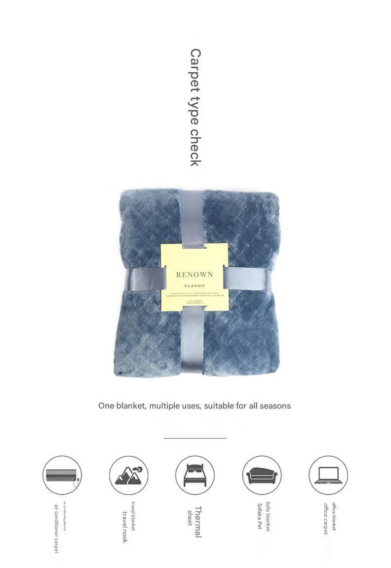 Brown 150*200cm Flannel Fleece Blanket - Quilted Diamond Pattern, Soft & Warm Polyester Throw for Office Nap, Sofa, Travel & Bed Use - Image 4