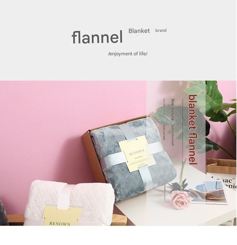 Green 130*150cm Flannel Fleece Blanket - Quilted Diamond Pattern, Soft & Warm Polyester Throw for Office Nap, Sofa, Travel & Bed Use - Image 2