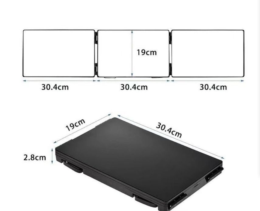 Black Trifold Self Hair Cutting Mirror with Adjustable Hooks - 3-Way Folding Mirror for Barber Use, Shaving, Makeup & Styling - Portable ABS Frame with Aluminium Mirror Panels - Image 3