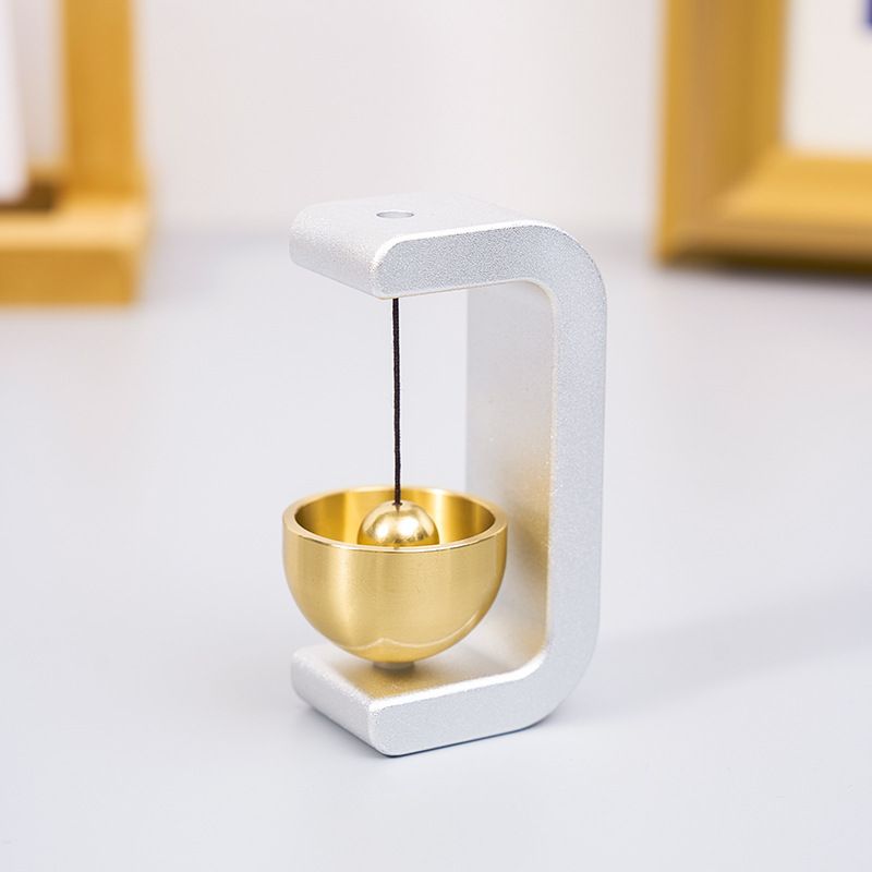 White Magnetic Door Bell Chime - Dopamine Style Brass Bell with Alloy Frame - No Drill Entry Door Chime for Home, Office, Fridge - Modern Japanese Design, Crisp Sound, Easy Install - Image 1