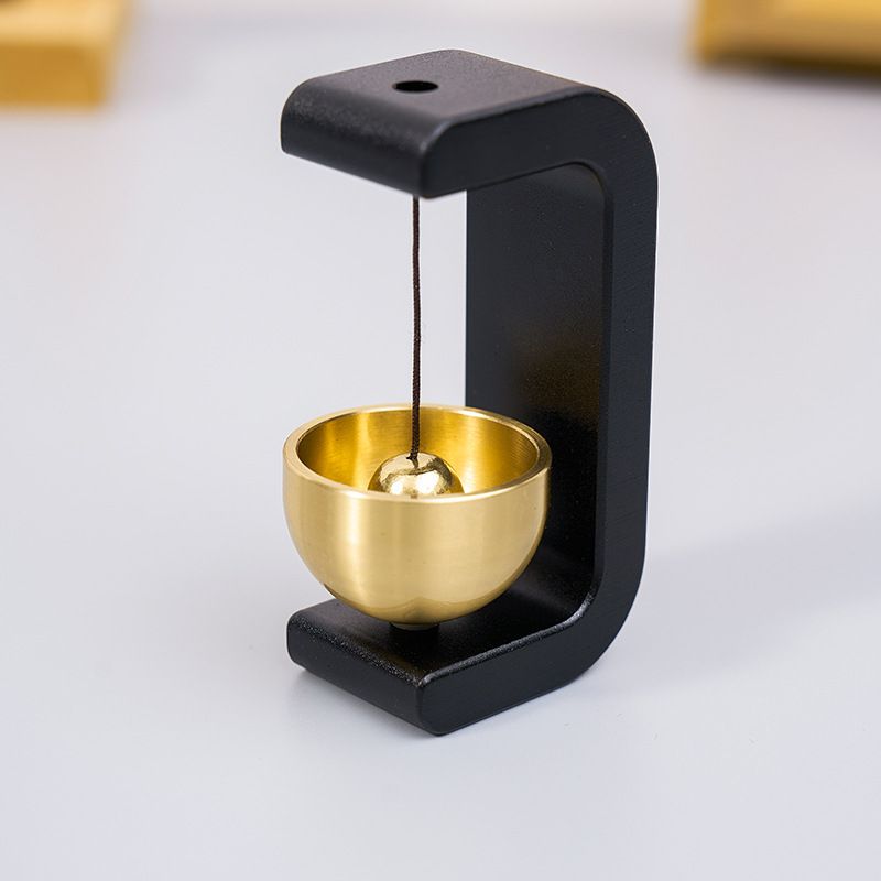 Black Magnetic Door Bell Chime - Dopamine Style Brass Bell with Alloy Frame - No Drill Entry Door Chime for Home, Office, Fridge - Modern Japanese Design, Crisp Sound, Easy Install - Image 1