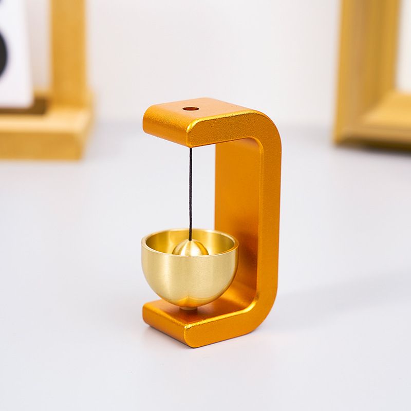 Orange Magnetic Door Bell Chime - Dopamine Style Brass Bell with Alloy Frame - No Drill Entry Door Chime for Home, Office, Fridge - Modern Japanese Design, Crisp Sound, Easy Install - Image 1