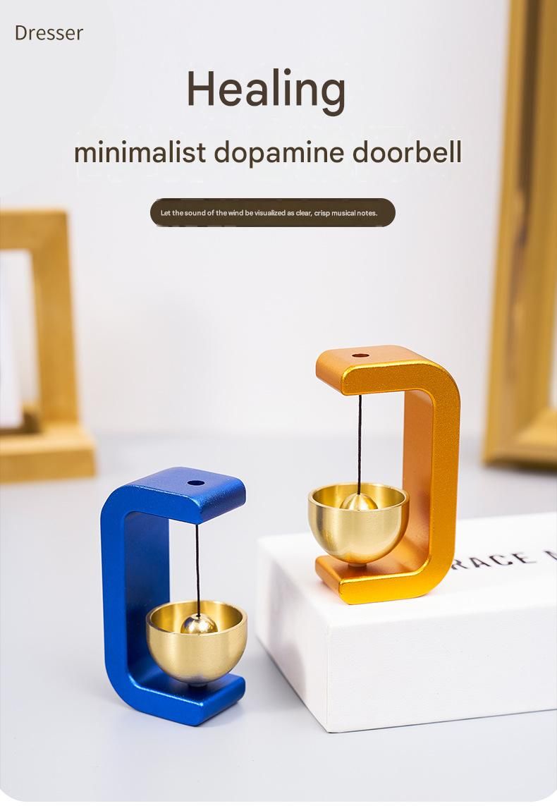 Orange Magnetic Door Bell Chime - Dopamine Style Brass Bell with Alloy Frame - No Drill Entry Door Chime for Home, Office, Fridge - Modern Japanese Design, Crisp Sound, Easy Install - Image 2
