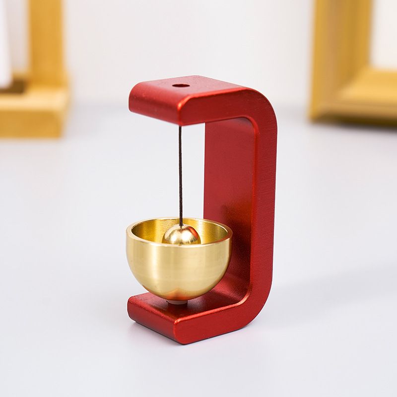 Red Magnetic Door Bell Chime - Dopamine Style Brass Bell with Alloy Frame - No Drill Entry Door Chime for Home, Office, Fridge - Modern Japanese Design, Crisp Sound, Easy Install - Image 1