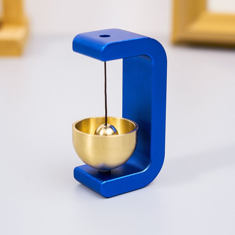 Blue Magnetic Door Bell Chime - Dopamine Style Brass Bell with Alloy Frame - No Drill Entry Door Chime for Home, Office, Fridge - Modern Japanese Design, Crisp Sound, Easy Install - Image 1