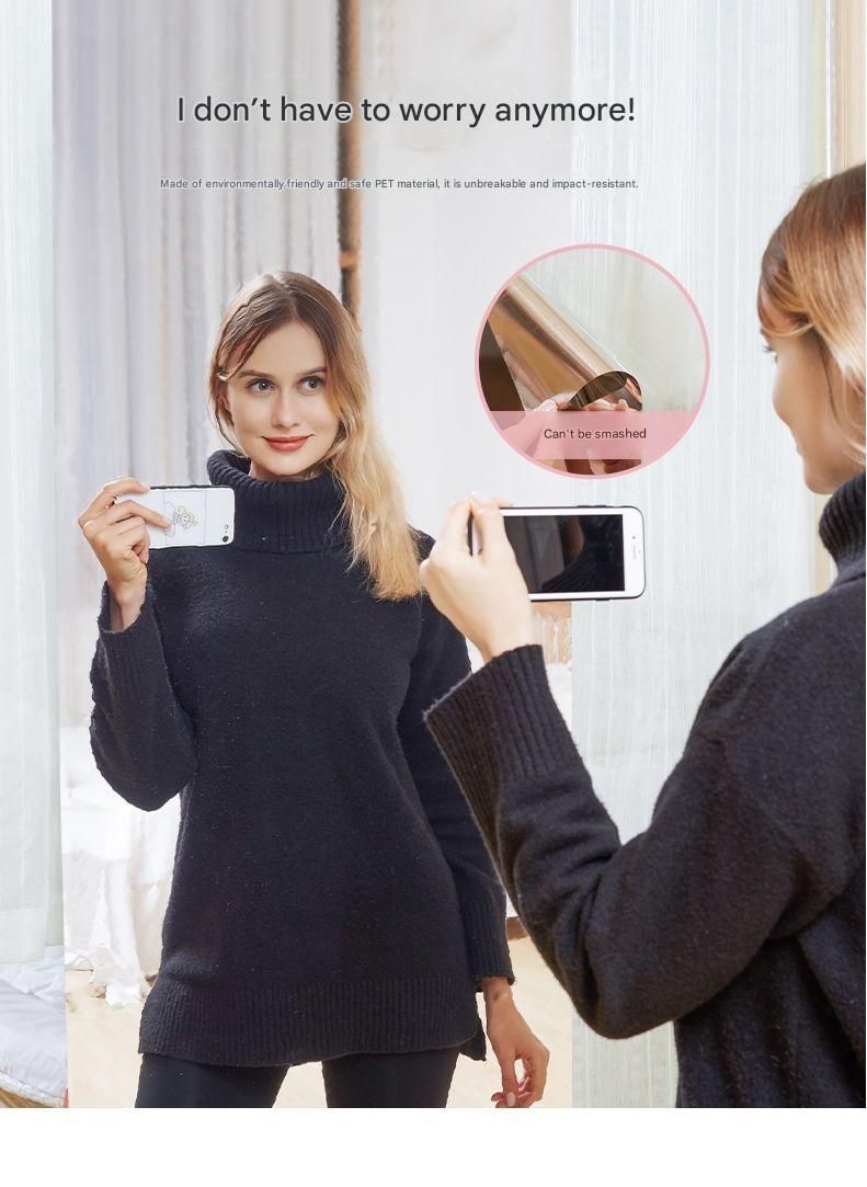 30*100cm Self-Adhesive PET Mirror Sticker - Unbreakable Soft Glass Mirror Film，Safety Soft Mirror - Cut-to-Size, High-Reflective Wall Decal for Bedroom, Wardrobe, Bathroom - Easy Peel-and-Stick Installation, No Drill Damage Space-Saving Design - Image 4