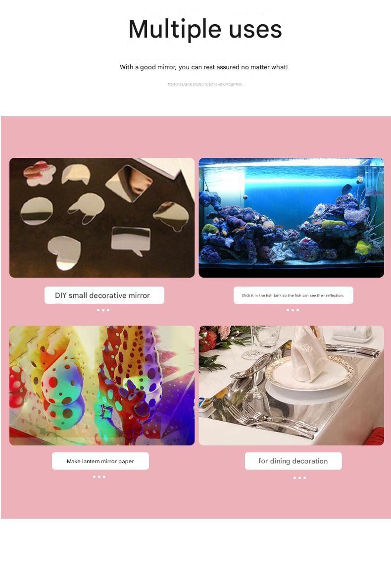30*100cm Self-Adhesive PET Mirror Sticker - Unbreakable Soft Glass Mirror Film，Safety Soft Mirror - Cut-to-Size, High-Reflective Wall Decal for Bedroom, Wardrobe, Bathroom - Easy Peel-and-Stick Installation, No Drill Damage Space-Saving Design - Image 7