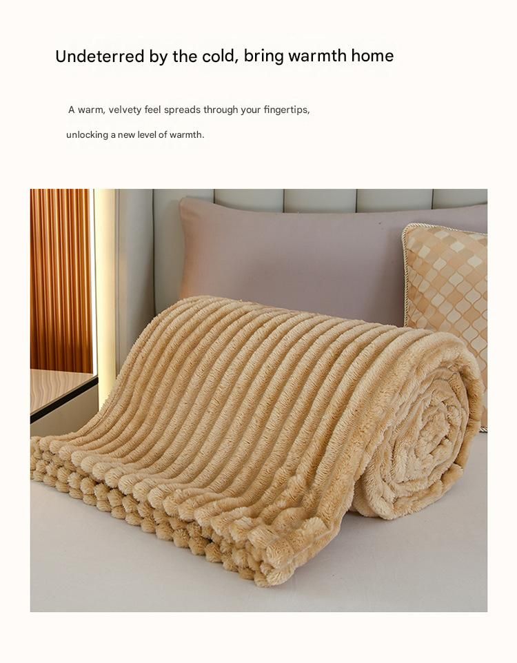 150*200cm Red Solid Colour Flannel Throw Blanket - Thick Double-Sided Fleece with Ribbed Texture - Soft throw blanket& Lightweight for Sofa, Bed, Office Nap, Air-Conditioned Rooms - Durable, Machine Washable, Non-Shedding - Image 4
