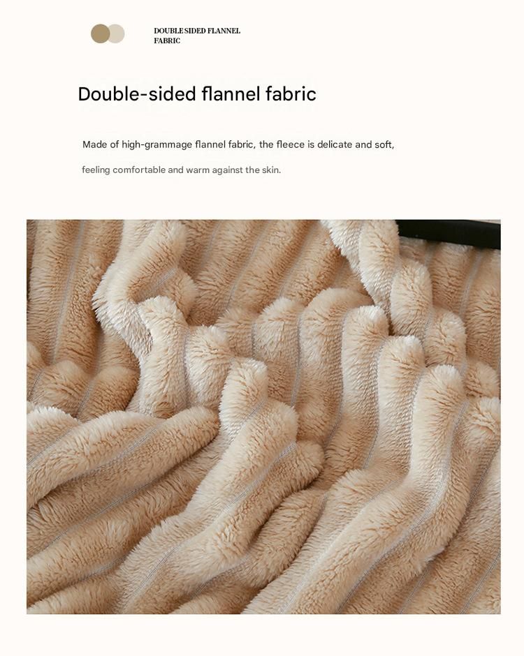100*150cm Green Solid Colour Flannel Throw Blanket - Thick Double-Sided Fleece with Ribbed Texture - Soft throw blanket& Lightweight for Sofa, Bed, Office Nap, Air-Conditioned Rooms - Durable, Machine Washable, Non-Shedding - Image 5