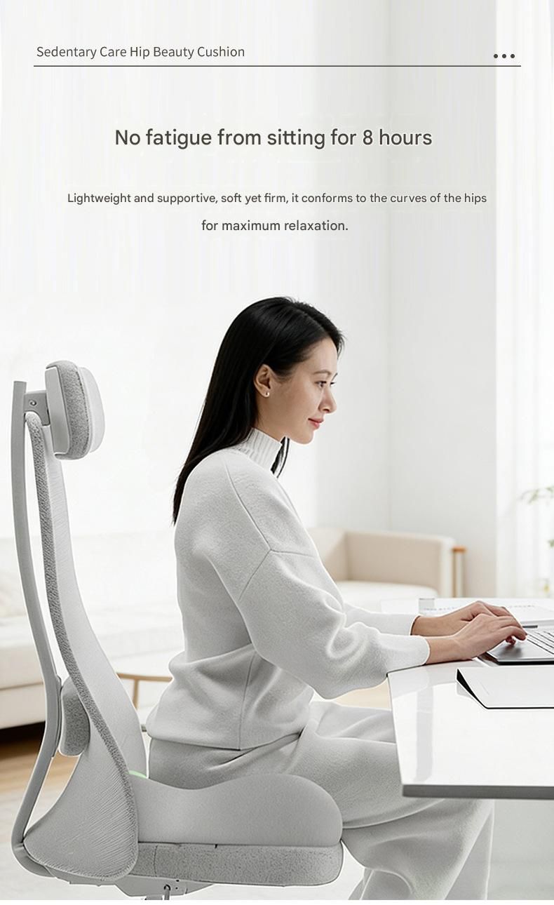 2-piece Orange Ergonomic Memory Foam Seat Cushion with Lumbar Support - Breathable Contoured Design for Office, Car, and Home Use - Relieves Tailbone Pressure, Improves Posture, and Enhances Comfort for Prolonged Sitting - Image 5