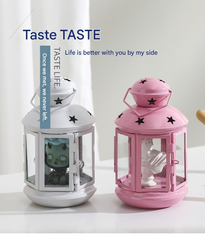 3-piece White and Pink and Red European Style Star Cutout Metal Candle Lantern - Handcrafted Iron & Glass Decorative Lamp for Christmas, Home, Wedding, Party Easy to carry - Perfect for Living Room, Bedroom, Study - Image 2