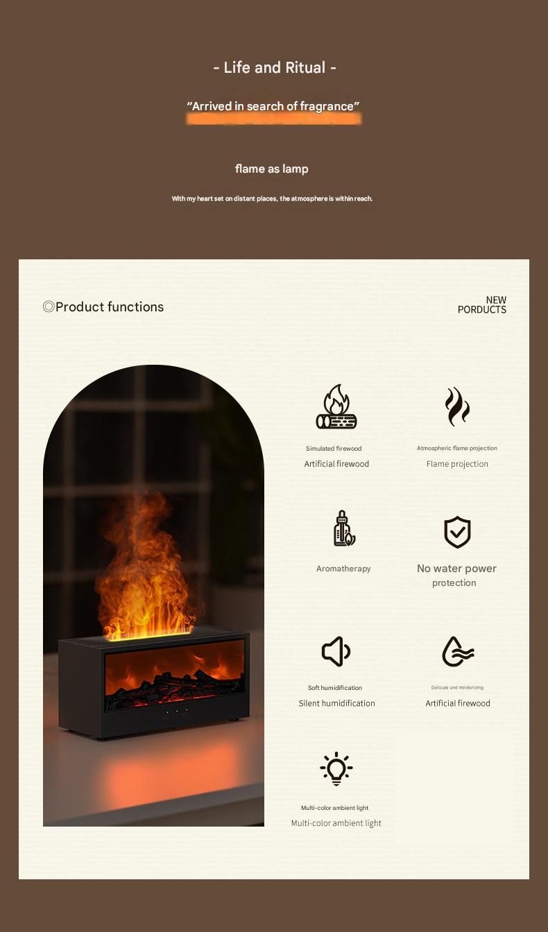 White casing 3D Flame Effect Aroma Diffuser and Humidifier - Desktop Fireplace Design with Realistic LED Fire, 7-Color Mood Lighting, and Silent Ultrasonic Mist - Ideal for Bedroom, Living Room, Office, and Yoga Spaces - Includes Timer and Auto Shut-Off - Image 3