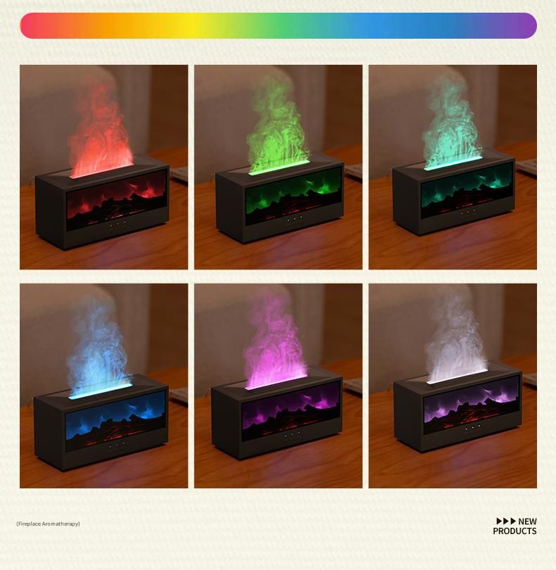 White casing 3D Flame Effect Aroma Diffuser and Humidifier - Desktop Fireplace Design with Realistic LED Fire, 7-Color Mood Lighting, and Silent Ultrasonic Mist - Ideal for Bedroom, Living Room, Office, and Yoga Spaces - Includes Timer and Auto Shut-Off - Image 6